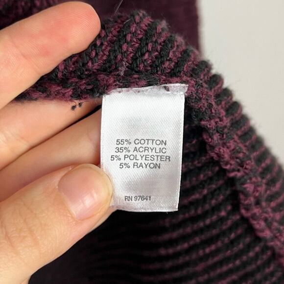 J. JILL XS Open Cardigan Sweater Jacket Oversize Ribbed Cotton Blend Wine Red - Picture 5 of 5